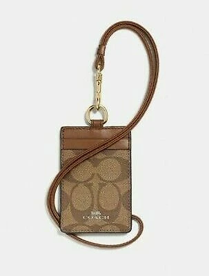 Estuche para tarjetas de identificación con cordón BN Coach EN SÓLIDO~FLORAL~CUERO~LATA RECUBIERTA Elige uno Foto 1 de 1