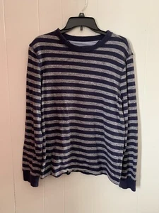 Felpa Tommy Hilfiger manica lunga blu medio grigio a righe blu navy - Foto 1 di 4