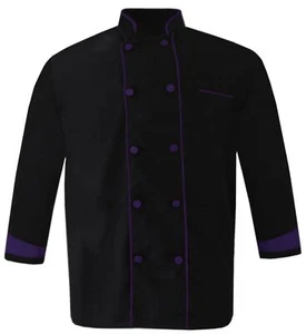 Men's Chef Coat Full Sleeves Jacket Restaurant Kitchen Cooking Work Uniform - Picture 1 of 9