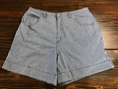 L.A. Blues Shorts, Women's Plus Size 24, Blue White, Striped, Denim - Image 1 of 4