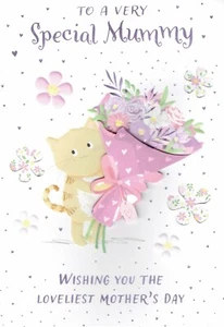 TARJETA DEL DÍA DE LA MADRE DE LA MOMIA - Tarjeta de calidad del día de la madre lindo diseño de gato - Imagen 1 de 3