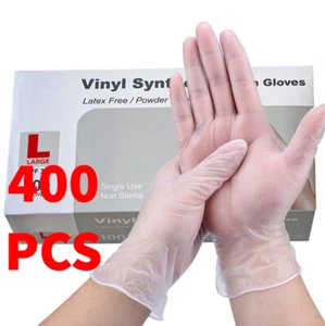 400 Pcs Vinyl Clear Durable Cleaning Hand Gloves Powder Latex Free Rubber Gloves - Picture 1 of 1