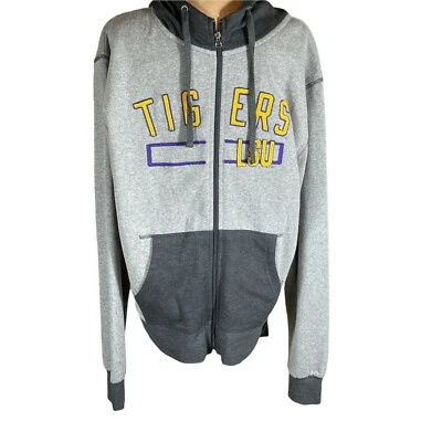 Camp David Men's LSU Tigers Full Zip Hoodie Gray Gold Purple Size L Large - Image 1 of 4