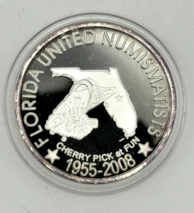 2008 Florida United Numismatists FUN Show 1 oz Silver Round, Orlando, Proof-like - Picture 1 of 2