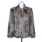 Vintage 90s Zip Front Womens Jacket Size S Brown Black Leopard Print