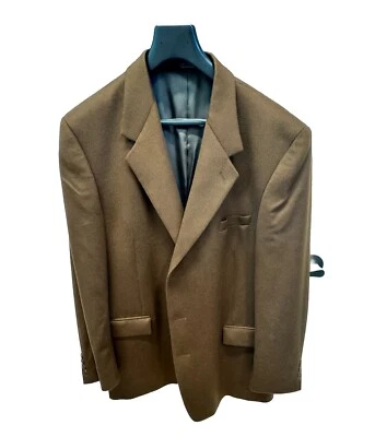 Andrew Fezza Blazer 48 L Hombres Marrón Cachemira 3 Botones Chaqueta Sin Ventilación Completamente Forrada Foto 1 de 4