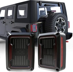 Smoked LED Tail Lights Brake Stop Turn Signal for Jeep Wrangler JK JKU 2007-2018 - Picture 1 of 14