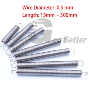 Zugfedern mit Haken Edelstahl Draht Durchmesser 0.5mm Spannfeder Länge 15~300mm - Picture 1 of 11