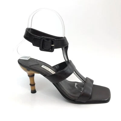 Vintage 90s Y2k Ann Marino Ankle Strap Heel Sandal Brown Size 6 - Image 1 of 4