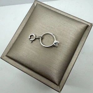 Very small Sterling Silver mini Charm Diamond Ring Spring Ring Easy Hook - Picture 1 of 15