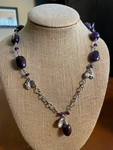 CA Studio Sterling Silver Faceted Charoite Gemstone Necklace - Picture 1 of 12