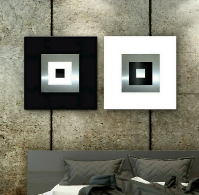 ORIGINAL ABSTRAKT METALL Bild Modern Yin Yang  Wandbild Schwarz Weiß Silber Grau - Bild 1 von 4