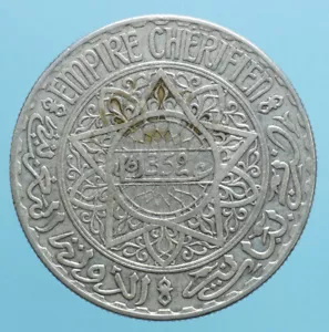MAROCCO FRENCH PROTECTORATE 20 FRANCHI 1933 SILVER COIN NUMISMATICA CURRENCY - Foto 1 di 2