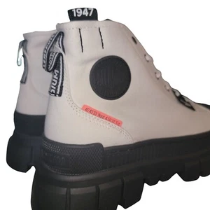 Palladium Revolt Hi TX Platform Boots Lug Sole White Black Size 9 - Picture 1 of 4