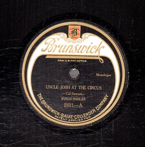 109po.  Byron Harlan - Uncle Josh at the Circus & Buys an Auto - Brunswisk 2431 - Picture 1 of 1