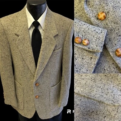 Vtg 50's Style Men's ROCKABILLY Sport Coat Gray HOLLYWOOD ATOMIC FLECK Jacket 39 - Image 1 of 4