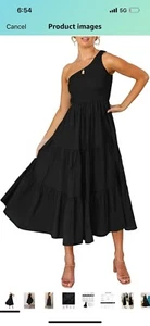 Women's Bohemian Summer Dress One Shoulder Sleeveless Smocked - Picture 1 of 2