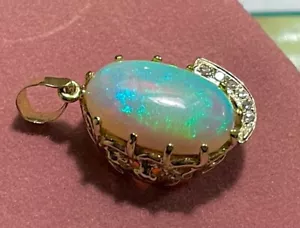 14k Antique Solid Australian Fire Opal Pendant Victorian To Post victorian - Picture 1 of 9