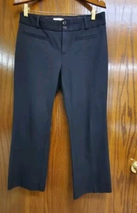 Anthropologie Essential Crop Flare Pants Sz 8 Black Flat Front Pockets Stretch - Picture 1 of 4