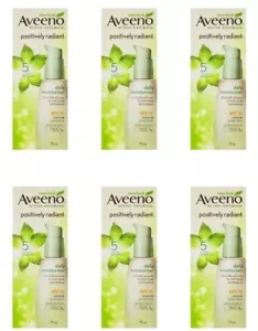 6 X AVEENO POSITIVELY RADIANT DAILY MOISTURISER SPF 15 UVA/UVB SUNSCREEN 75mL - Picture 1 of 6