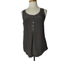 Odille Silk Tank Top 2 Gray Button Front Small Anthropologie