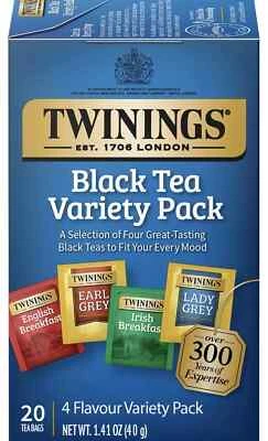 TWININGS Paquete Variedad Té Negro Earl Grey Desayuno Irlandés Dama Gris 20 Bolsas de Té Foto 1 de 4