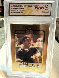 1993 Bleachers 23KT Gold Border #3 Barry Bonds Hawaiian Islanders WCG 9.0 Mint - Picture 1 of 2