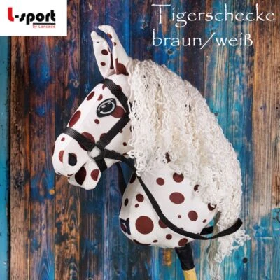L-Sport Steckenpferd Hobby Horse groß Tiger braun/weiß mit Zaumzeug + Halfter - Bild 1 von 2