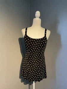 Vintage Beach Cabana Bathing Suit Womens Size Large Skirted Little Daisies 80s - Picture 1 of 6