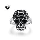Silver skull ring solid stainless steel honeycomb pattern design band