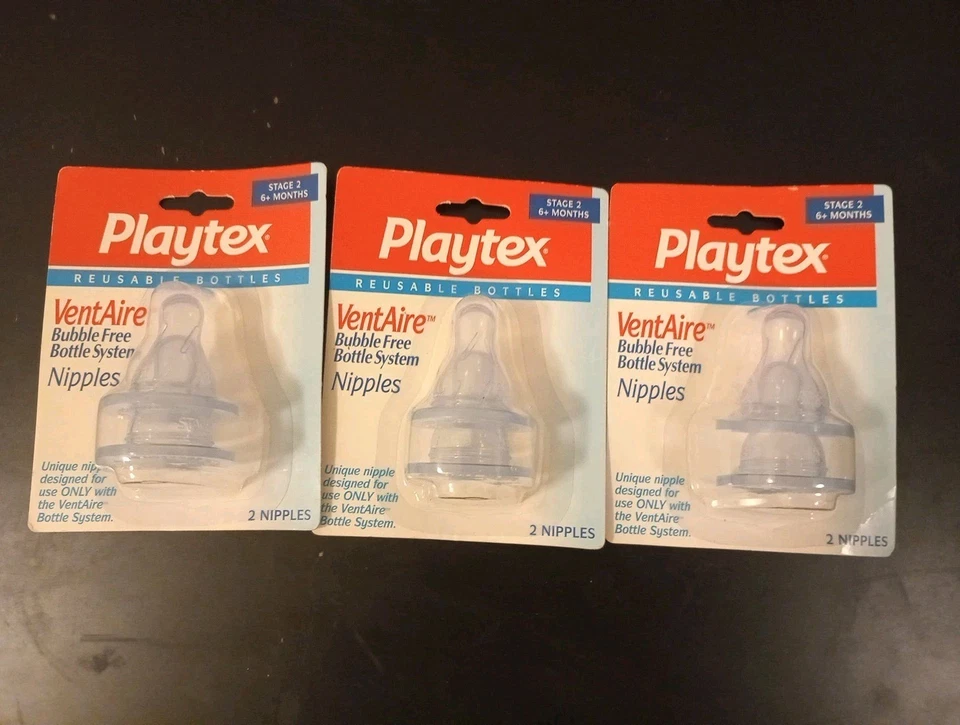 Playtex VentAire Bubble Silicone Feeding Nipples Stage 2 Fast Flow 4 Pac