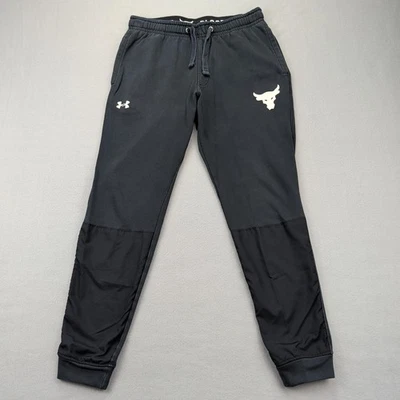 Under Armour Project Rock Pants Mens Large Black Joggers Blood Sweat Respect - Image 1 of 4