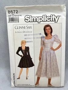 Simplicity GUNNE SAX Pattern Sz O(12-16) 8672 Dress Cottagecore Prairie Uncut FF - Picture 1 of 4