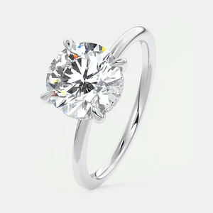 18 Karat Weißgold Halbfassung Ring rund 0,20 Karat massiver Diamant Größe 5 6 7 - Bild 1 von 10