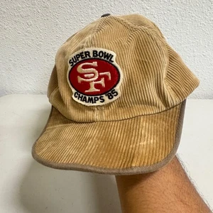 VTG San Francisco Hat Mens One Size Fits Most 90s Corduroy Beige Tan Y2K - Picture 1 of 10