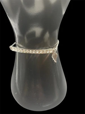 Brilliance Swarovski "Faith" Angel Charm Bracelet Silver Plated Adjustable Chain - Image 1 of 4