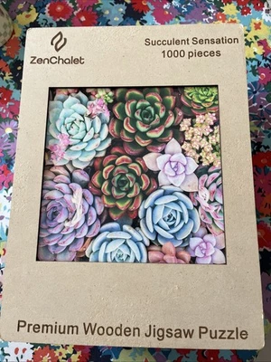 Деревянная головоломка для взрослых от ZenChalet — 1000 штук — Succulent Sensation - Изображение 1 из 4