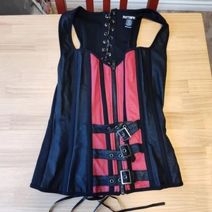 Hot Topic Korsett rot und schwarz Blumen Top Größe MD - Bild 1 von 5
