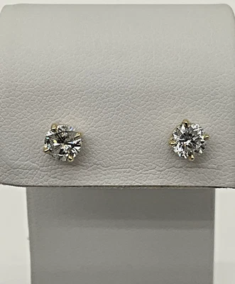 14K Yellow Gold 1.20cttw Round Brilliant Natural Diamond 4 Prong Stud Earrings - Image 1 of 4