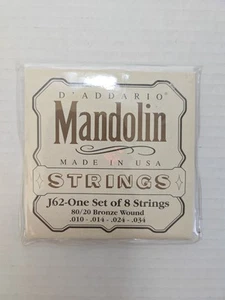 D'Addario Mandolin Strings Set Of 8 J62 80/20 Bronze Wound - Picture 1 of 2