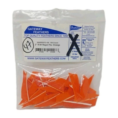 Plumas Gateway 47 unidades 2" ala derecha: Rayzr Flo naranja fluorescente 200RRSFO Foto 1 de 2