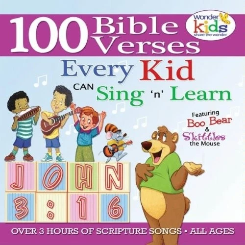 WONDER KIDS SING - 100 Bible Verses Every Kid Can Sing 'n' Learn Ages 2-7 - 3 CD Foto 1 de 1