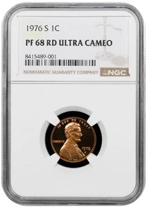 1976 S Proof Lincoln cent graded by NGC PF 68 RD  ULTRA CAMEO - Picture 1 of 2