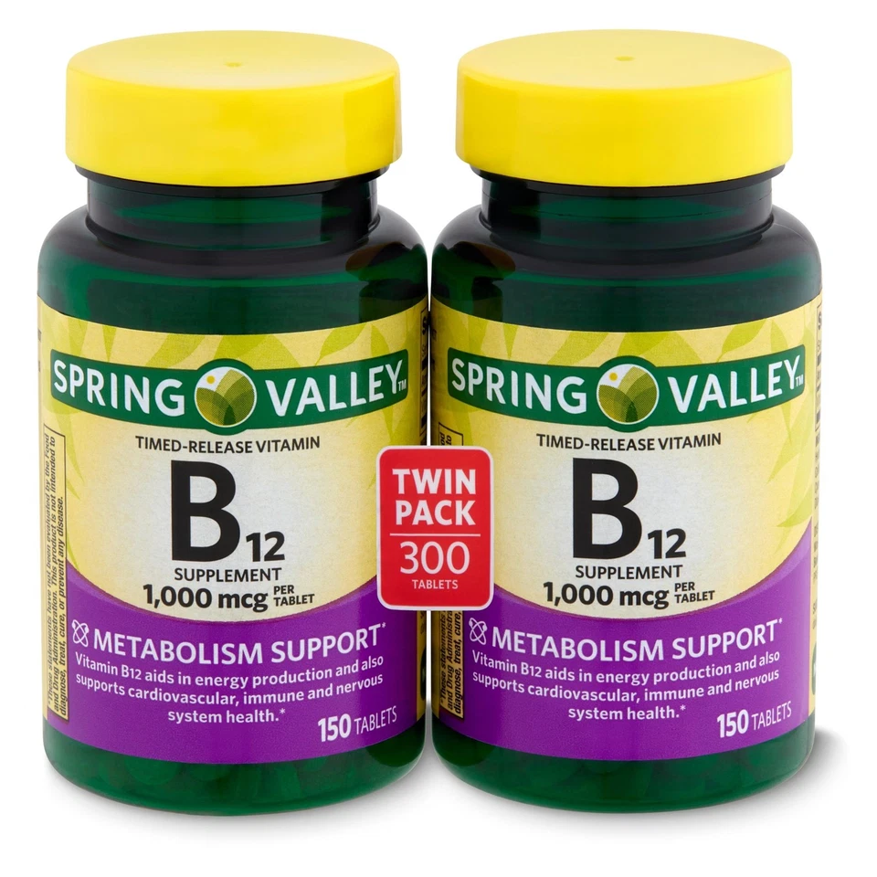 Spring Valley Timed-Release Vitamin B12 Tablets Twin Pack, 1,000 mcg, 300 Count - Image 1 of 4