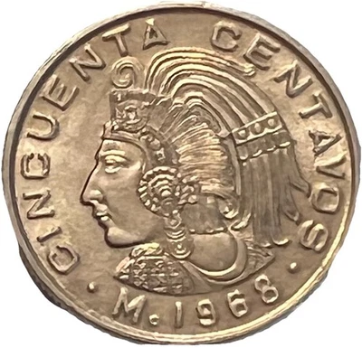 Moeda 1968 México Cincuenta 50 centavos - Frete Combinado - Lote C62a - Imagem 1 de 2