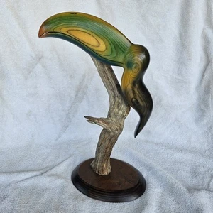 George Edenfield Wood TUCAN Signed Multicolor Hand CARVED Very Nice - Picture 1 of 12