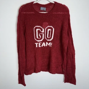 Wooden Ships 'Go Team' Loose Knit Sweater-Dark Red Burgundy-M/L-NWT - Picture 1 of 10