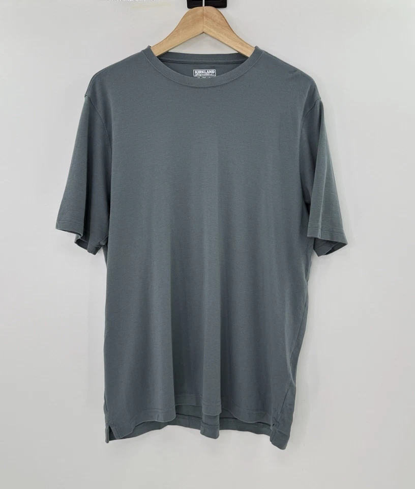 Kirkland Signature Men's Pima Cotton Slub T-Shirt Gray Blue XL Peru Normcore - Image 1 of 4