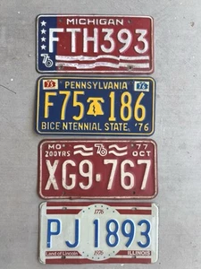 4 Targhe Miste - TUTTE 76 Bicentenario - PENNSYLVANIA,MO,Michigan,Illinois - Foto 1 di 19