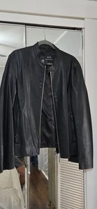 Armani Exchange Men's Faux Leather Jacket Moto Zip Sz M  - Picture 1 of 5